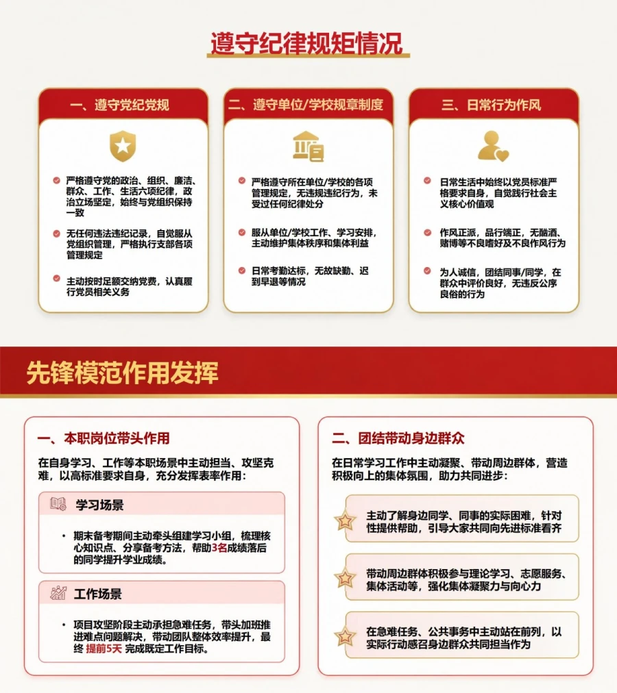 入党推优答辩内容PPT：按评议标准拆解完整展示结构｜课件+讲稿内容预览1