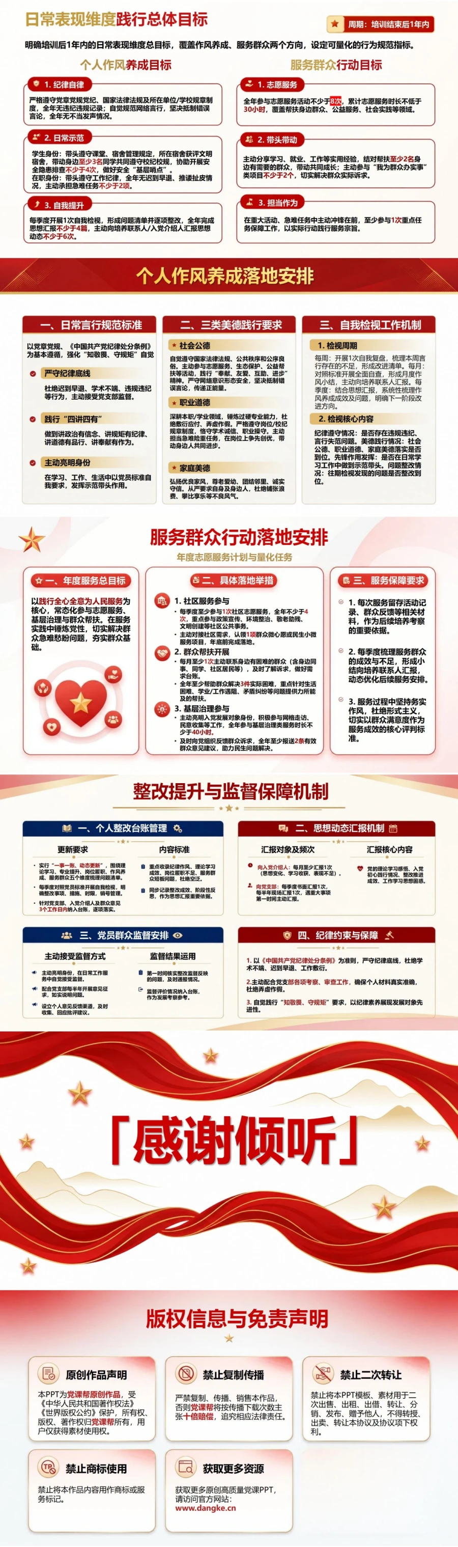 入党发展对象培训结业PPT：培训结业后的党员标准践行计划｜课件＋讲稿内容预览2