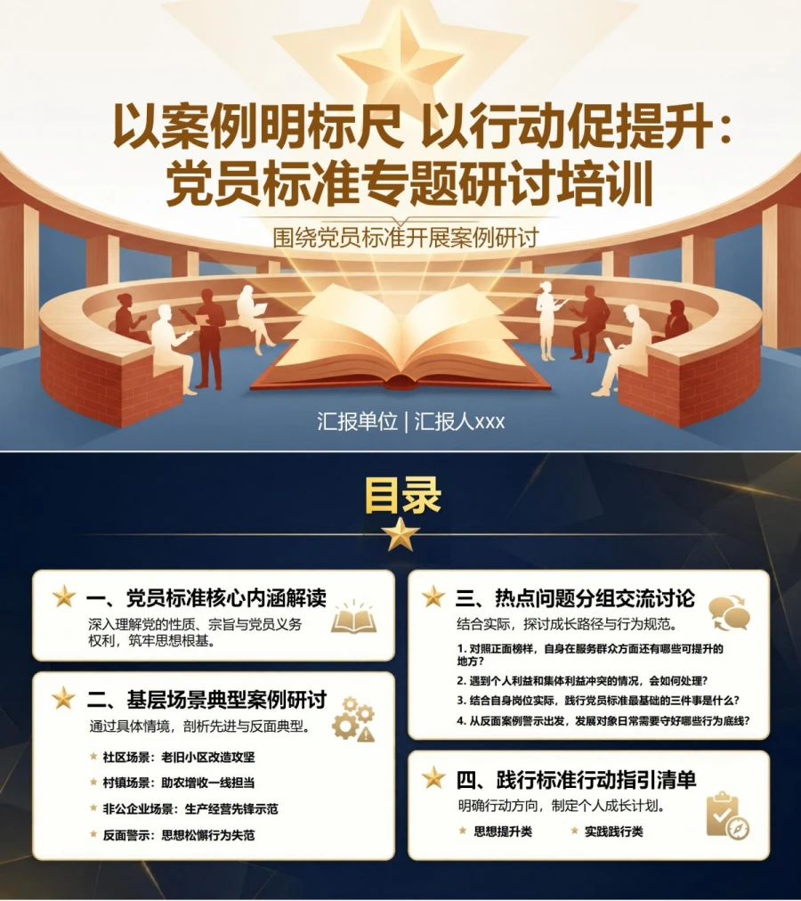 入党发展对象培训讨论PPT：围绕党员标准开展案例研讨｜课件＋讲稿封面图1
