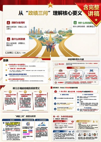 什么是正确的政绩观PPT：从“政绩三问”理解核心要义｜课件+讲稿