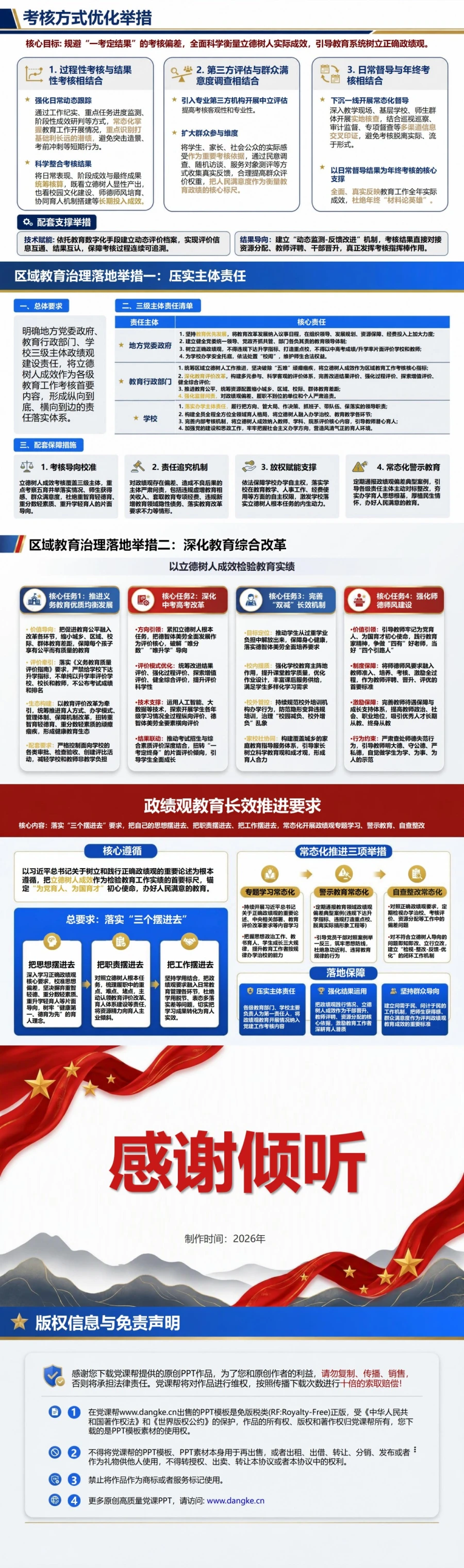 教育系统正确政绩观PPT：以立德树人成效检验教育实绩｜课件+讲稿内容预览2