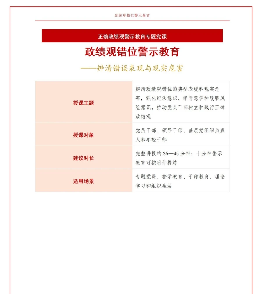 政绩观错位警示教育PPT：辨清错误表现与现实危害｜课件+讲稿讲稿预览1