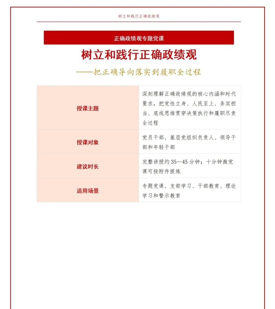 如何树立和践行正确的政绩观PPT：把正确导向落实到履职全过程｜课件+讲稿讲稿预览1