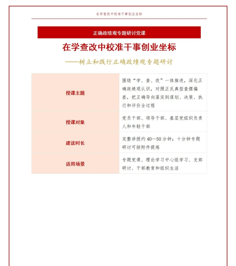 政绩观专题研讨PPT：在学查改中校准干事创业坐标｜课件+讲稿讲稿预览1