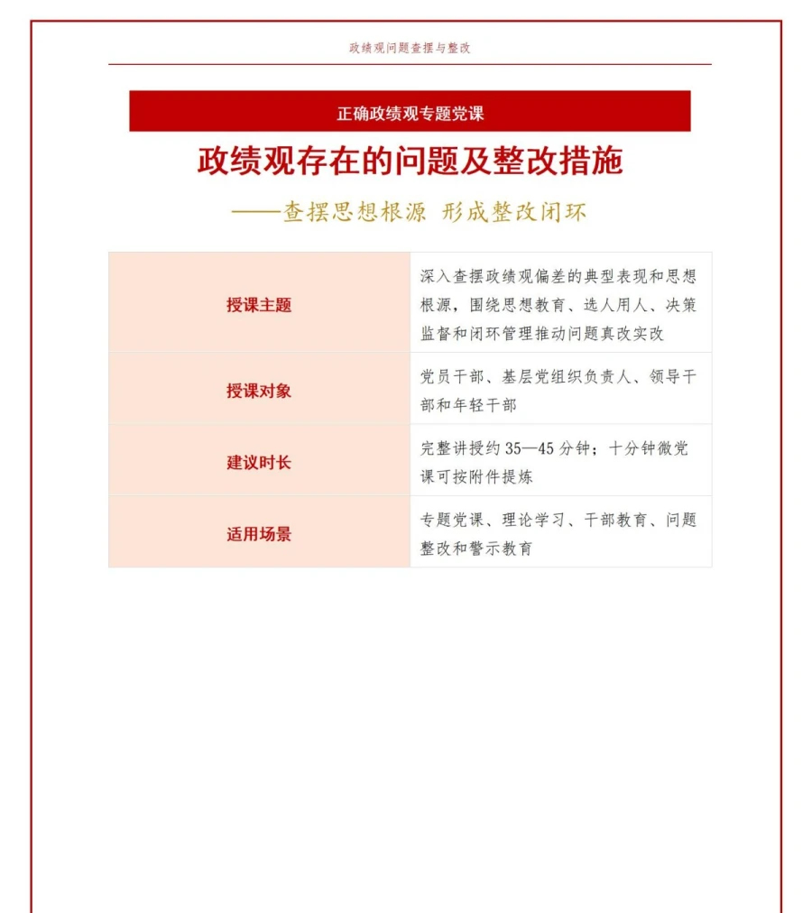 政绩观存在的问题及整改措施PPT：查摆思想根源形成整改闭环｜课件+讲稿讲稿预览1