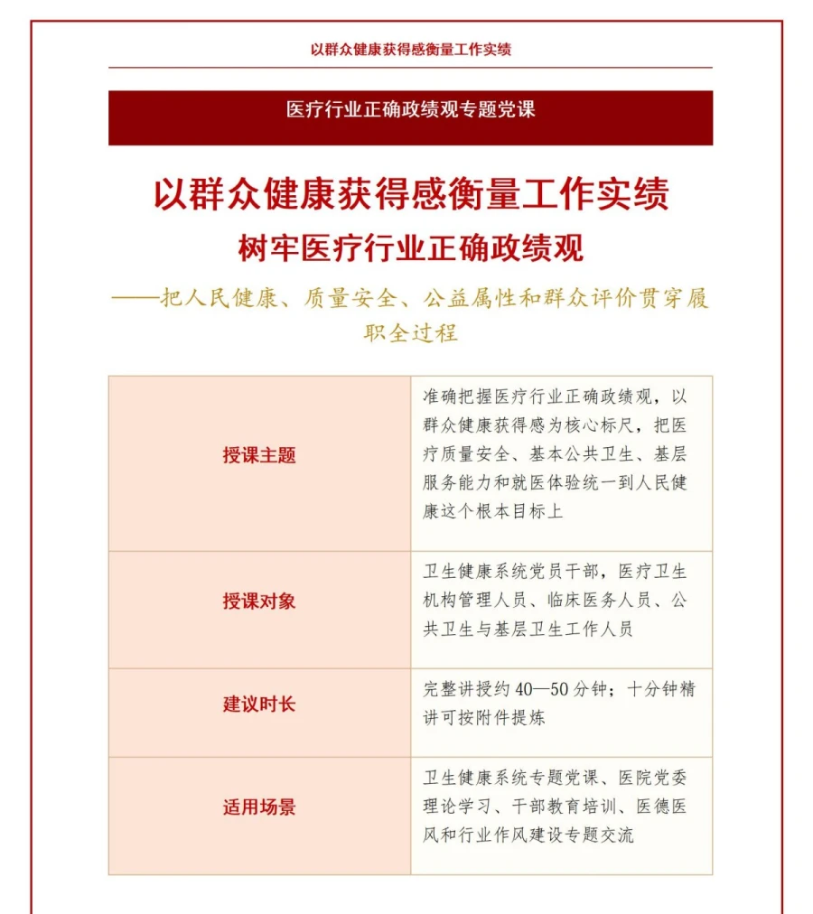 医疗行业正确政绩观PPT：以群众健康获得感衡量工作实绩｜课件+讲稿讲稿预览1