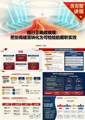政协践行正确政绩观PPT：把协商建言转化为可检验的履职实效｜课件+讲稿