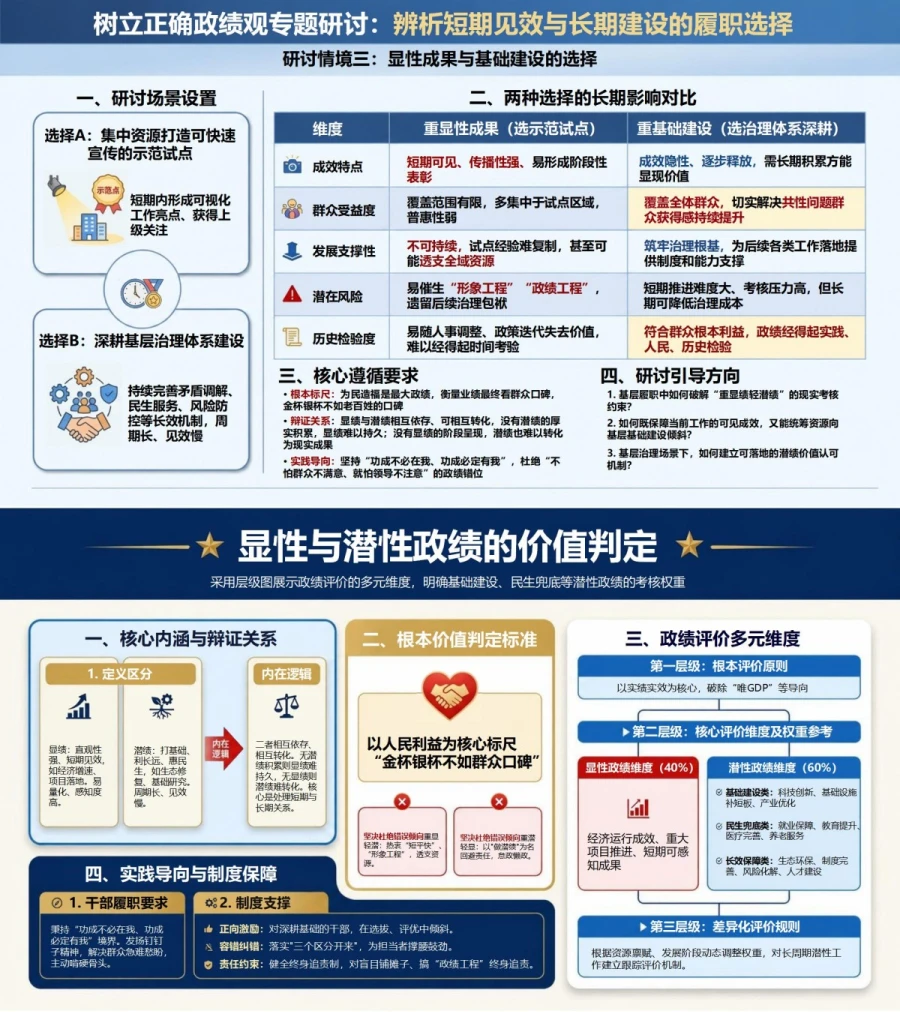 树立正确政绩观专题研讨PPT：辨析短期见效与长期建设的履职选择｜课件+讲稿内容预览1