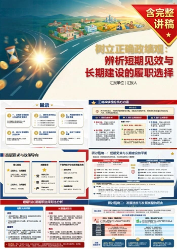 树立正确政绩观专题研讨PPT：辨析短期见效与长期建设的履职选择｜课件+讲稿