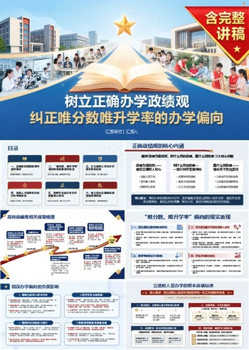 高校树立正确政绩观PPT：纠正唯分数唯升学率的办学偏向｜课件+讲稿