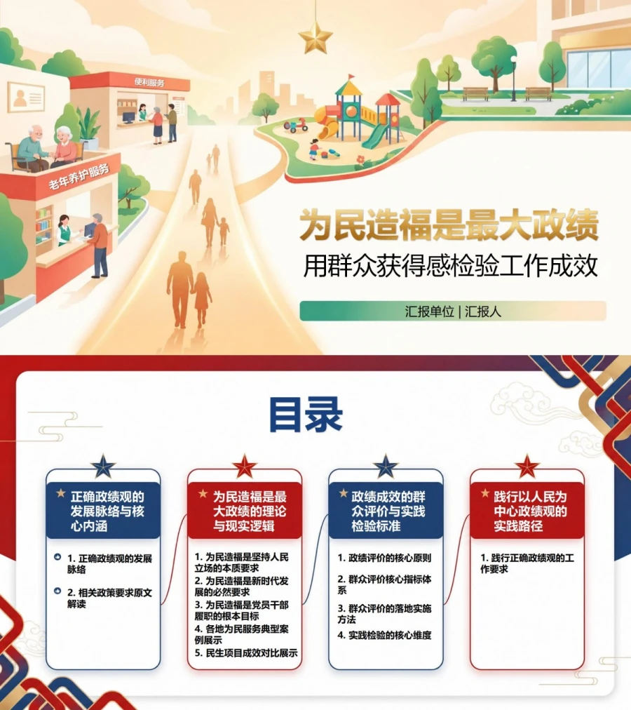 为民造福是最大政绩PPT：用群众获得感检验工作成效｜课件+讲稿封面图1