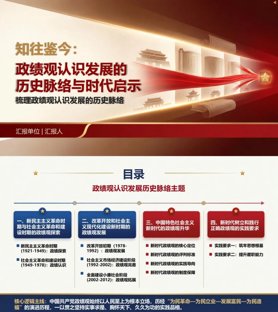 政绩观历史论述PPT：梳理政绩观认识发展的历史脉络｜课件+讲稿封面图1