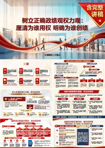 政绩观权力观重要论述PPT：厘清为谁用权与为谁创绩｜课件+讲稿