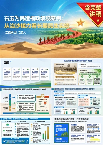右玉为民造福政绩观案例PPT：从治沙接力看长期民生实绩｜课件+讲稿