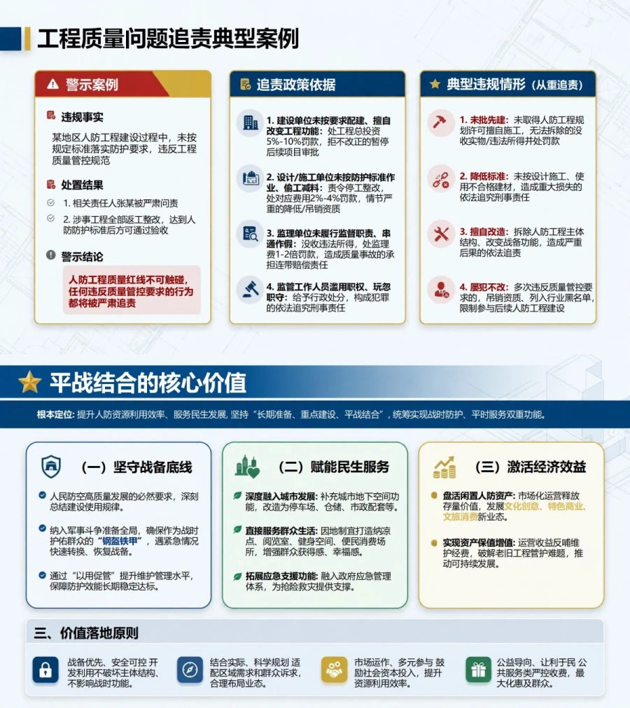 人防发展观政绩观PPT：统筹战备效益工程质量和平战结合｜课件+讲稿内容预览1