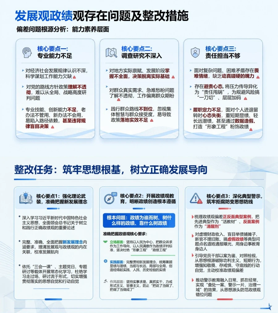 发展观政绩观存在问题及整改措施PPT：偏差表现根源分析和整改任务｜课件+讲稿内容预览1