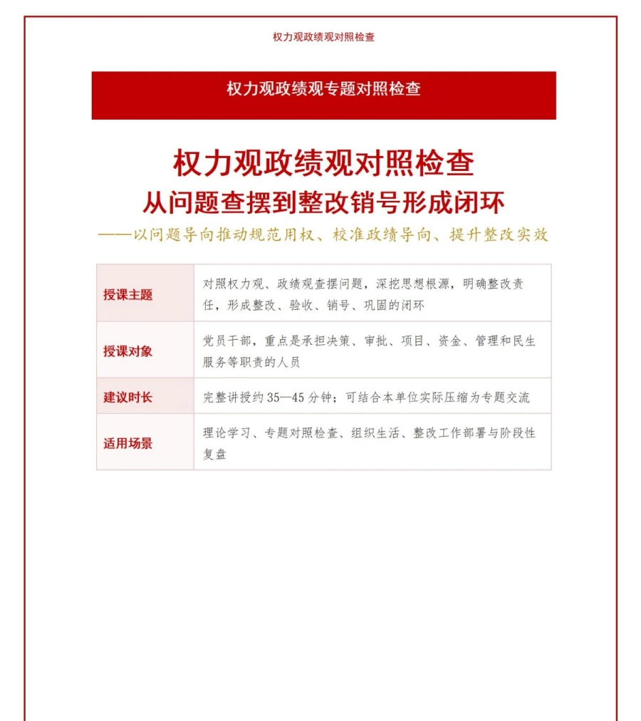 权力观政绩观对照检查PPT：从问题查摆到整改销号形成闭环｜课件+讲稿讲稿预览1