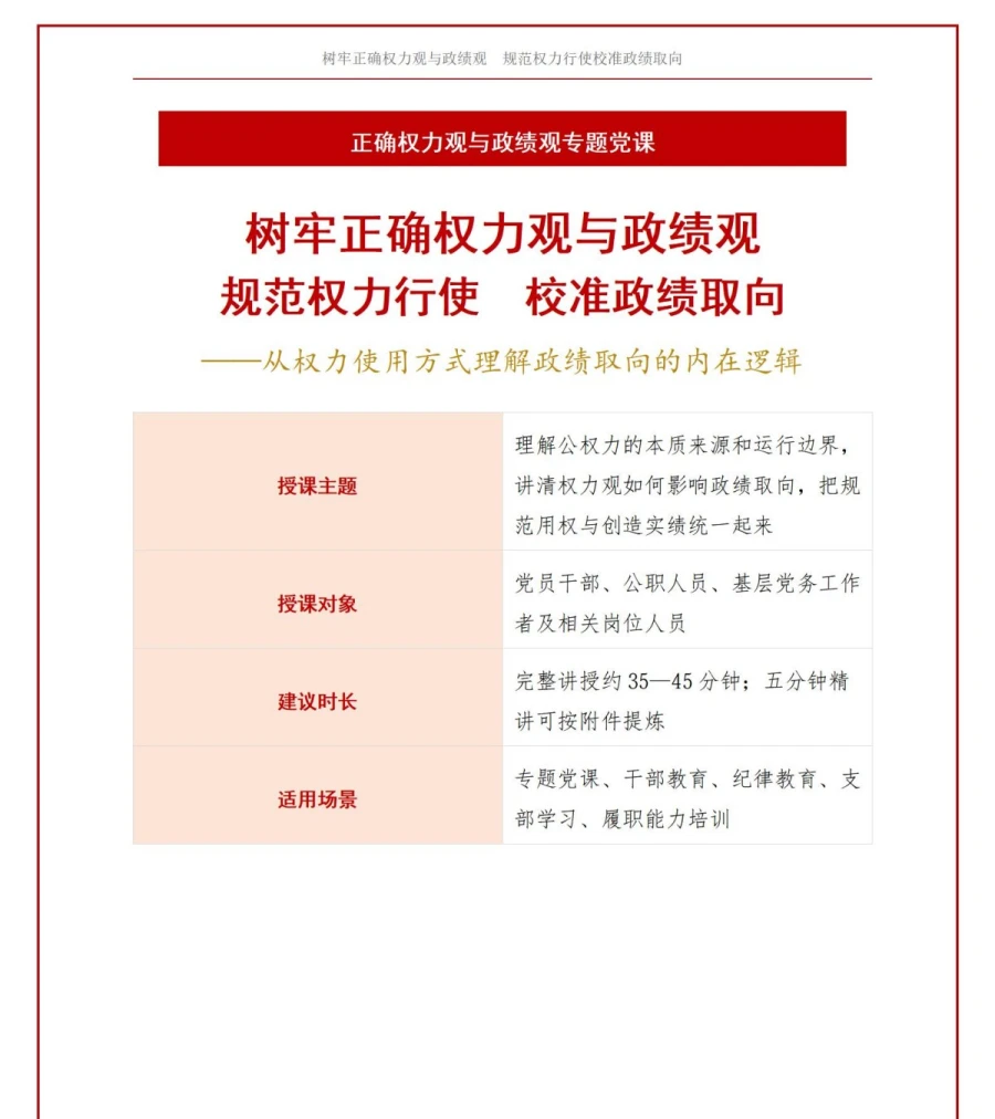 权力观和政绩观的关系PPT：权力使用方式如何影响政绩取向｜课件+讲稿讲稿预览1