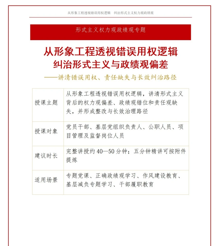 形式主义权力观政绩观PPT：从形象工程透视错误用权逻辑｜课件+讲稿讲稿预览1