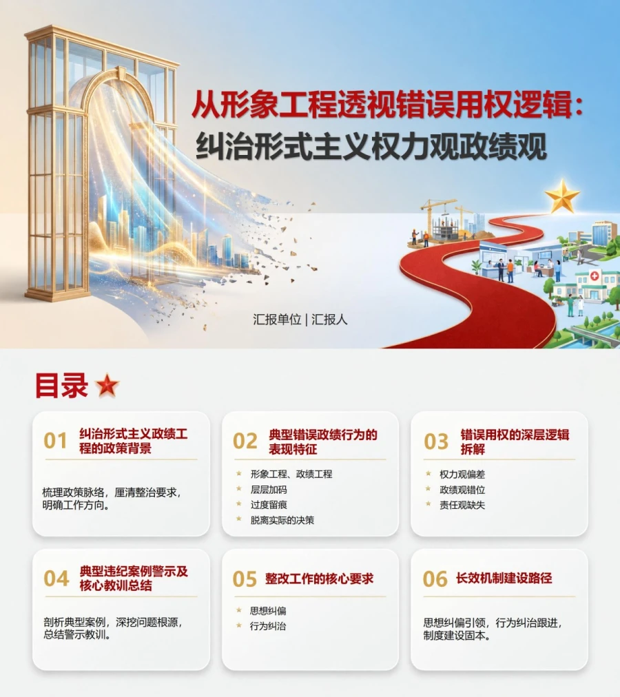 形式主义权力观政绩观PPT：从形象工程透视错误用权逻辑｜课件+讲稿封面图1