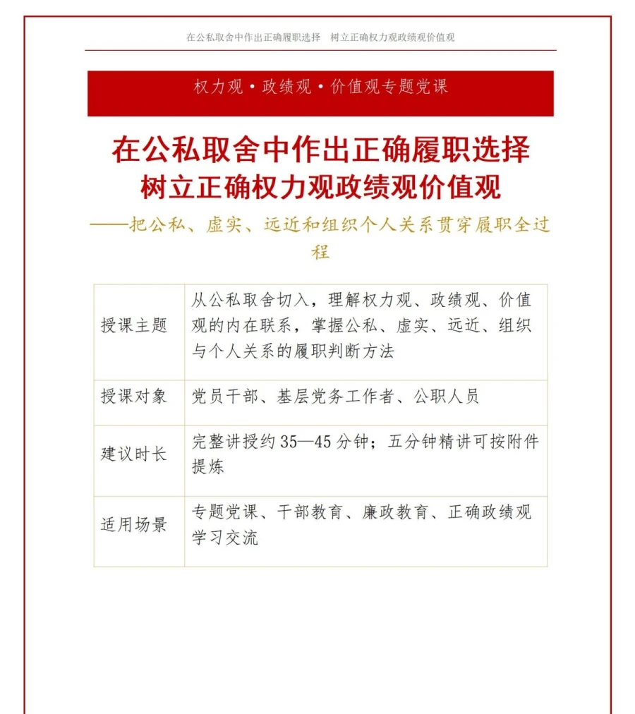 权力观政绩观价值观PPT：在公私取舍中作出正确履职选择｜课件+讲稿讲稿预览1