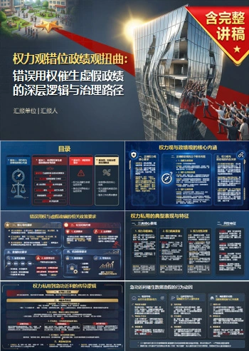 权力观错位政绩观扭曲PPT：错误用权如何催生虚假政绩｜课件+讲稿