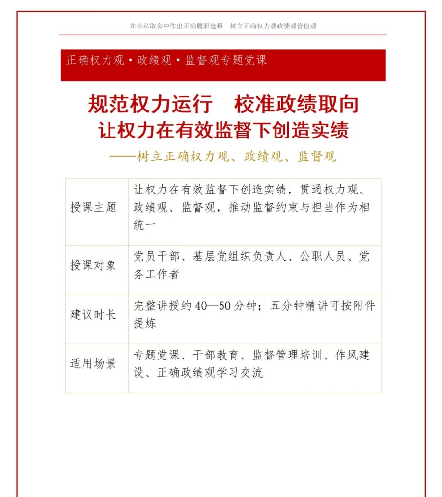权力观政绩观监督观PPT：让权力在有效监督下创造实绩｜课件+讲稿讲稿预览1