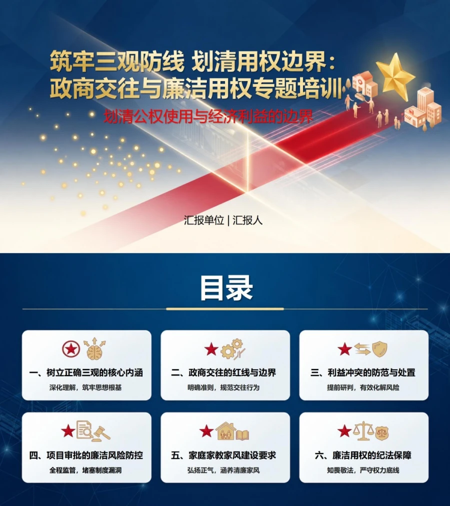 金钱观权力观政绩观PPT：划清公权使用与经济利益的边界｜课件+讲稿封面图1