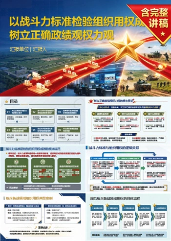 部队政绩观权力观PPT：以战斗力标准检验组织用权成效｜课件+讲稿