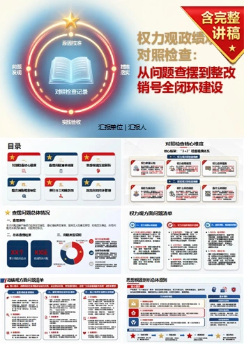 权力观政绩观对照检查PPT：从问题查摆到整改销号形成闭环｜课件+讲稿