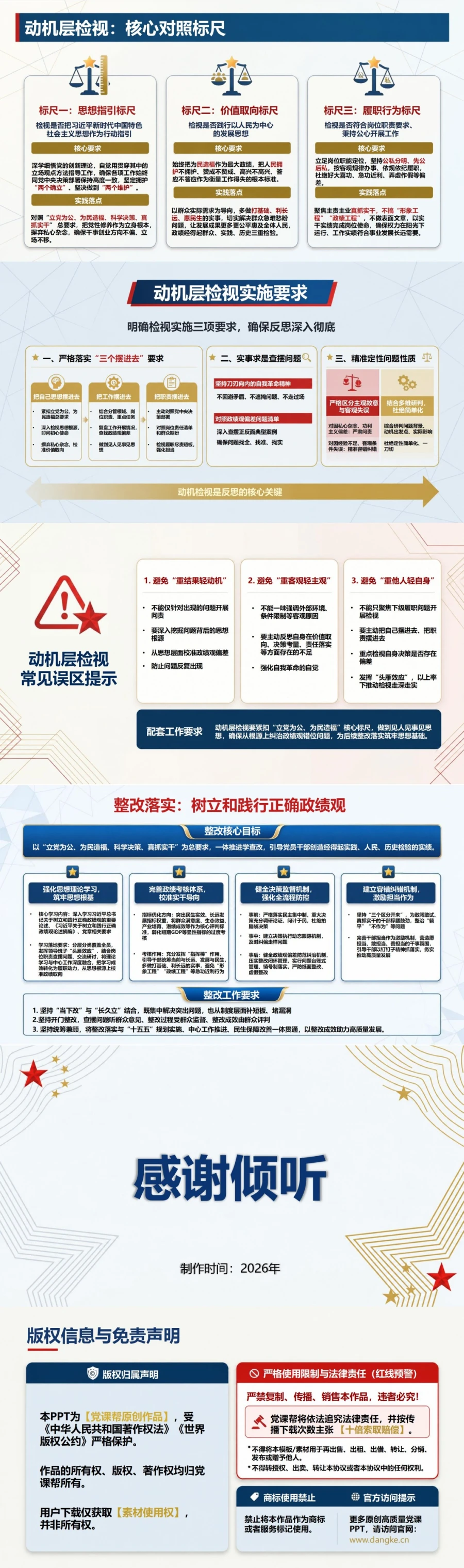 政绩观检视反思PPT：从工作结果倒查价值取向和决策动机｜课件+讲稿内容预览2