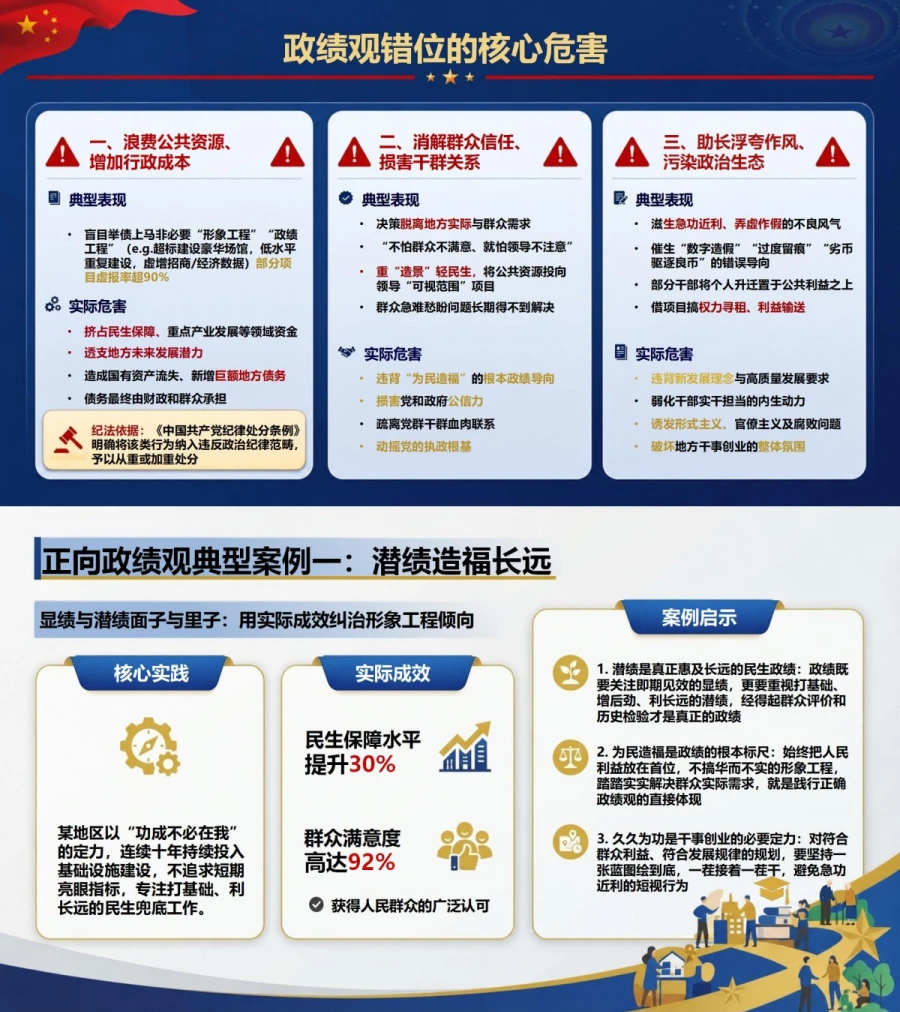 显绩与潜绩面子与里子PPT：用实际成效纠治形象工程倾向｜课件+讲稿内容预览1
