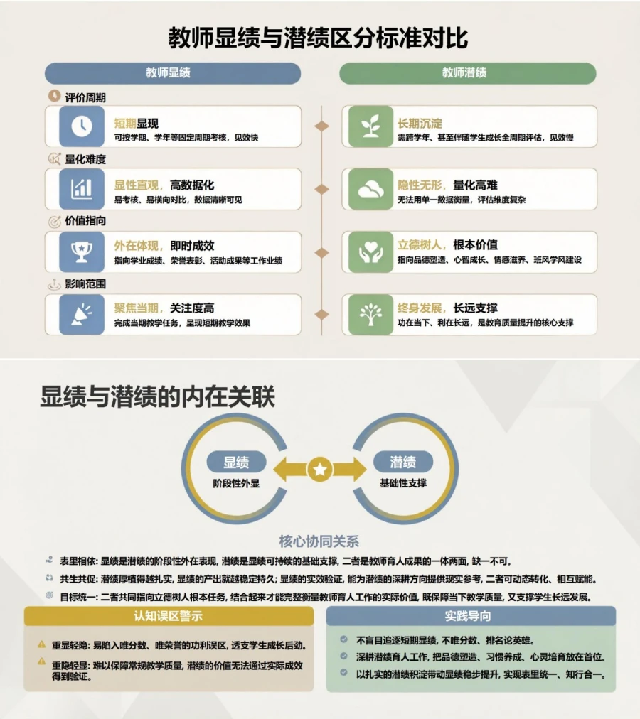 教师潜绩与显绩PPT：兼顾教学成果和学生长远成长｜课件+讲稿内容预览1