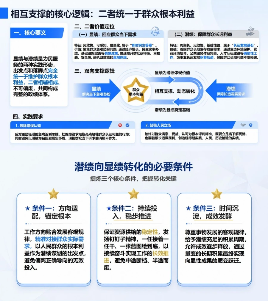 显绩与潜绩的辩证关系PPT：在相互支撑和相互转化中把握政绩｜课件+讲稿内容预览1