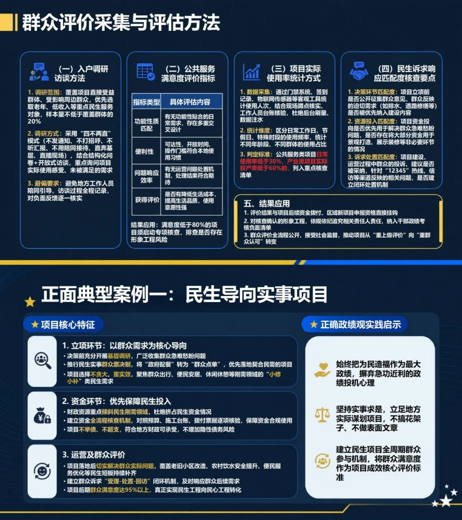 形象工程政绩观偏差PPT：从项目立项资金投入和群众评价辨别虚功｜课件+讲稿内容预览1