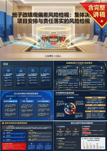 班子政绩观存在的问题PPT：集体决策项目安排与责任落实的风险检视｜课件+讲稿