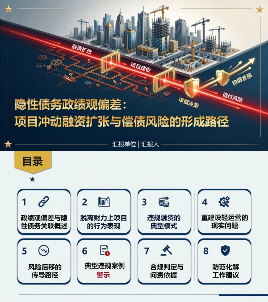 隐性债务政绩观偏差PPT：项目冲动融资扩张与偿债风险的形成路径｜课件+讲稿封面图1