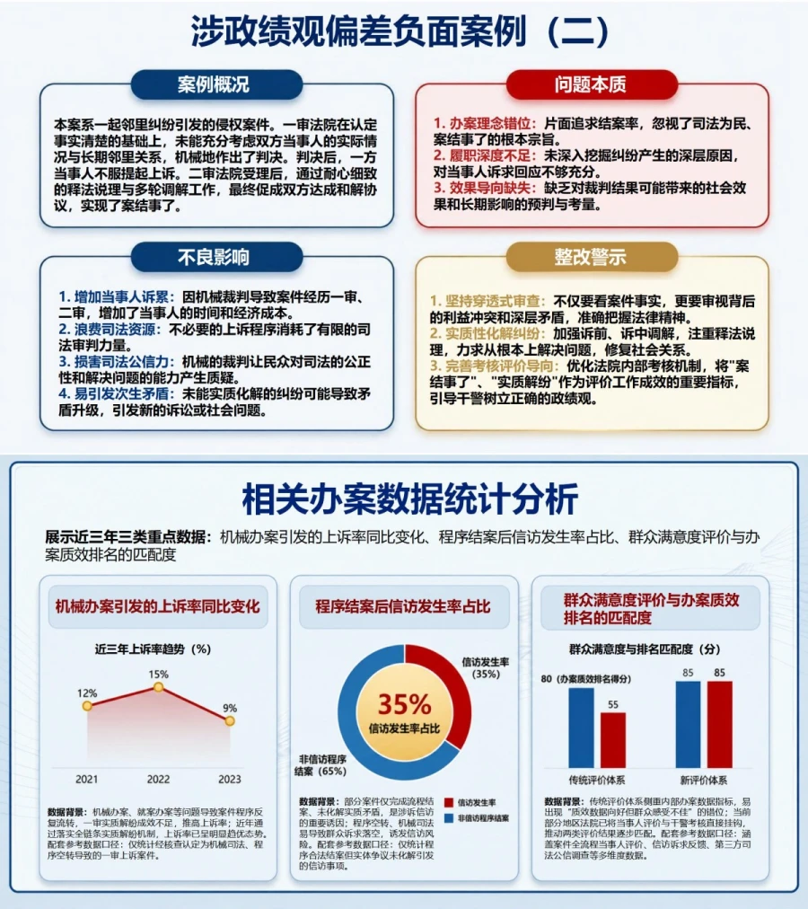 法院政绩观存在的问题PPT：办案质量效率效果与群众感受的统筹评价｜课件+讲稿内容预览1