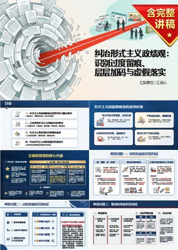形式主义政绩观偏差PPT：识别过度留痕层层加码和虚假落实｜课件+讲稿
