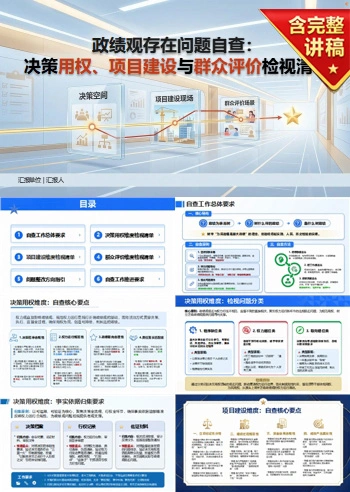 政绩观存在的问题自查PPT：决策用权项目建设与群众评价的检视清单｜课件+讲稿