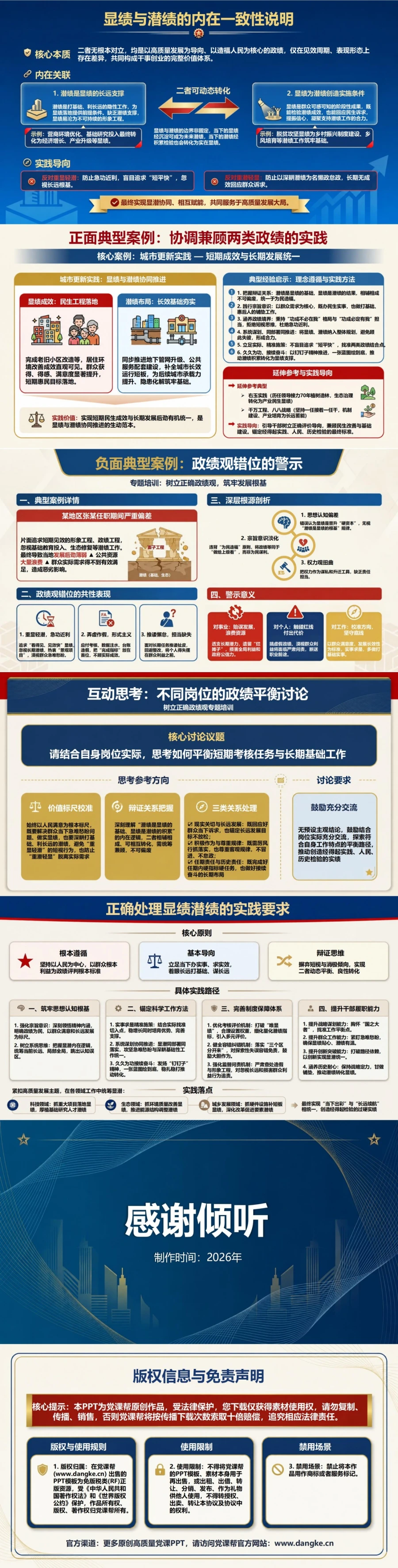 什么是显绩与潜绩PPT：从即期见效和长远基础理解两类政绩｜课件+讲稿内容预览2