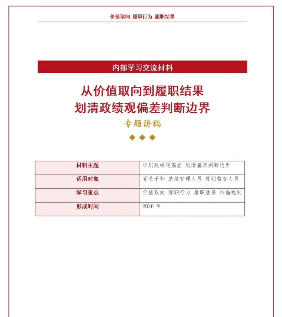 什么是政绩观偏差PPT：从价值取向到履职结果划清判断边界｜课件+讲稿讲稿预览1