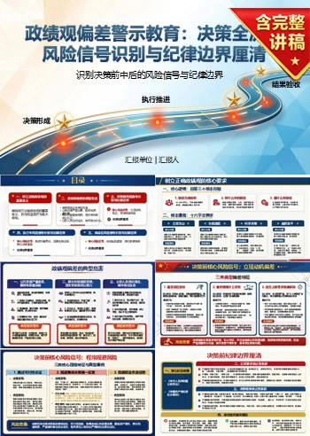 政绩观偏差警示教育PPT：识别决策前中后的风险信号与纪律边界｜课件+讲稿