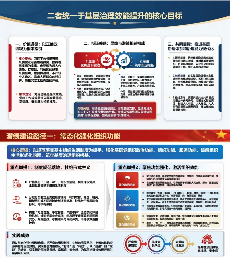 党建潜绩与显绩PPT：把组织建设基础转化为长期治理效能｜课件+讲稿内容预览1