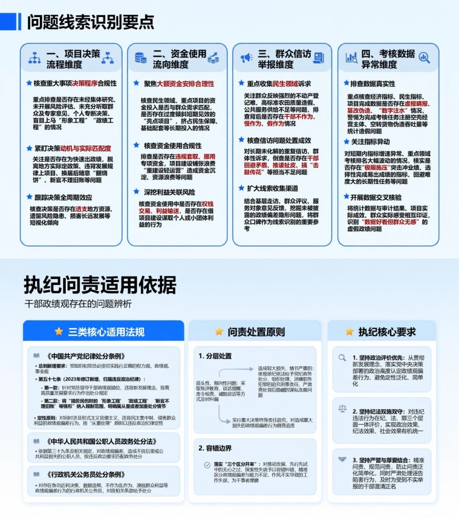 干部政绩观存在的问题PPT：急功近利决策失真与担当不足的行为辨析｜课件+讲稿内容预览1