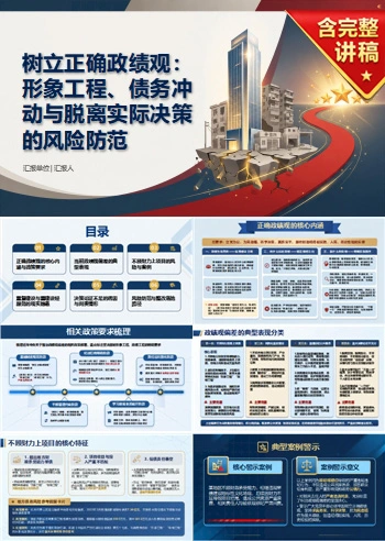 政府政绩观存在的问题PPT：形象工程债务冲动与脱离实际决策的风险防范｜课件+讲稿