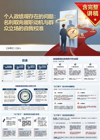 个人政绩观存在的问题PPT：名利取向履职动机与群众立场的自我校准｜课件+讲稿