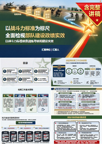 部队检视政绩观方面PPT：以战斗力标准核查训练考核和建设实效｜课件+讲稿