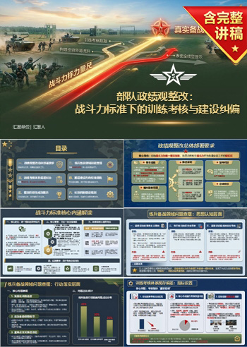 部队政绩观整改措施PPT：战斗力标准下的训练考核与建设纠偏｜课件+讲稿