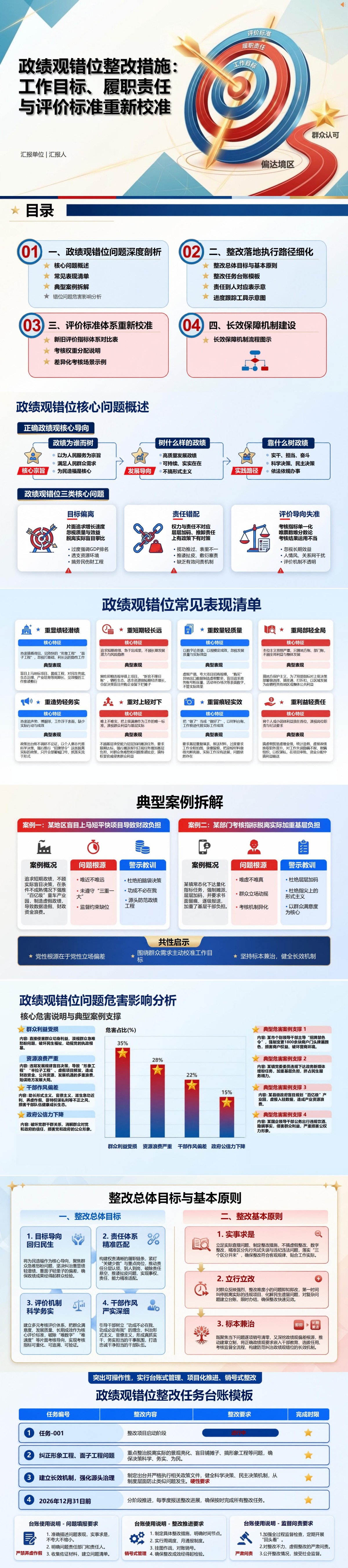 政绩观错位整改措施PPT：工作目标履职责任与评价标准重新校准｜课件+讲稿封面图1